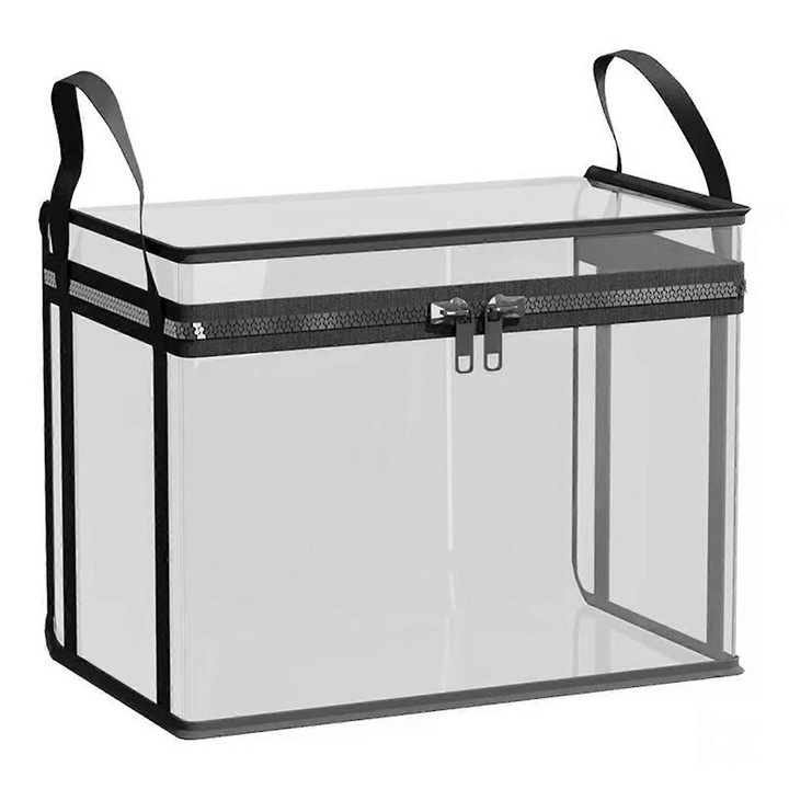 Cutie depozitare carti mare, transparenta, pliabila, 38x24x32cm, set 1-4 bucati