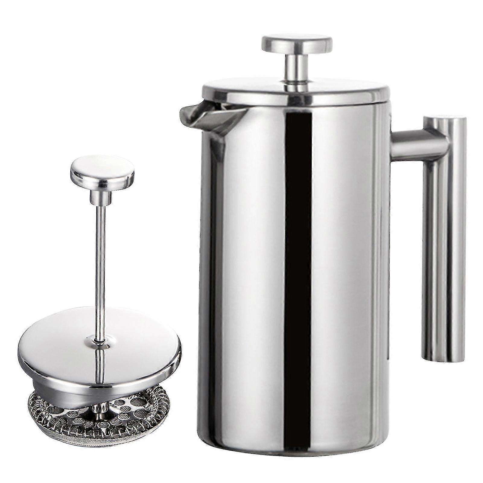 Cafetiera French press din otel inoxidabil izolata, 1000 ml, argintiu, K0255-0810-CDCJ55361