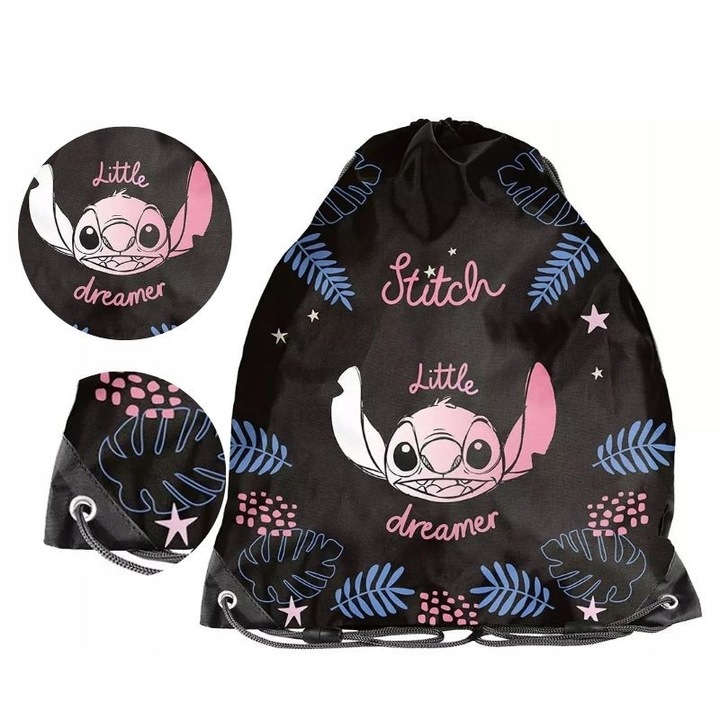 Cipőzsák, Paso, Stitch Little Dreamer, Poliészter Könnyű Súly 60 G, Biztonságos Zsinórok Ütközőkkel, Praktikus Tartós Hátizsák Funkció, Vízálló Anyag, 45x34x0 cm, Többszínű