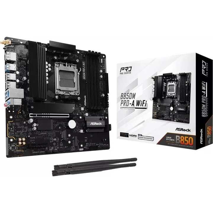 Placa de baza AM5 AsRocK B850 MicroATX DDR5 WiFi6 BT5.2 B850M Pro-A