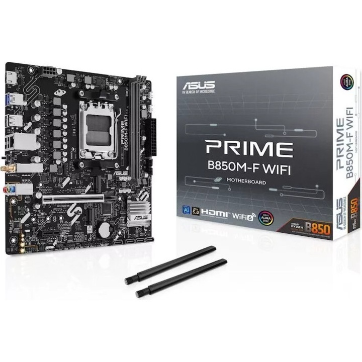 Placa de baza AM5 Asus B850 MicroATX DDR5 WiFi6e BT5.3 PRIME B850M-F