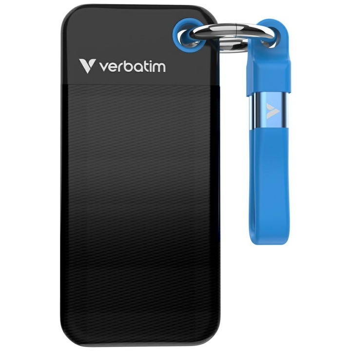 SSD extern Verbatim 1TB USB 3.2 albastru-negru breloc