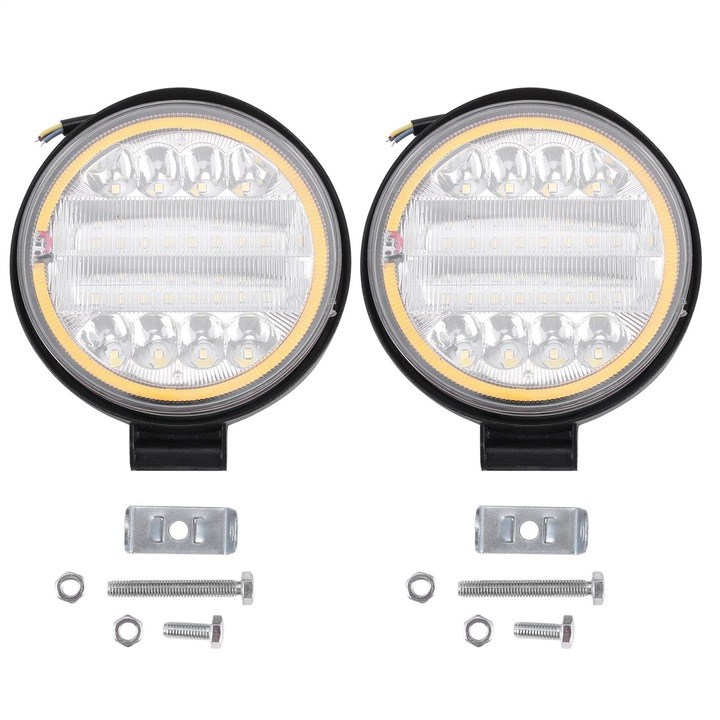 Set 2 Proiectoare LED 4 Inch, 60W, Alb, Negru, 4x4cm