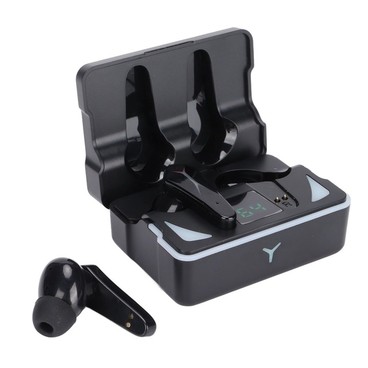 Casti wireless gaming, low latency, bass puternic, negru, 8mm