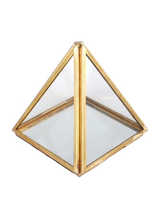 Arany geometriai üveg ékszerdoboz 8.5x8.5x8.5cm