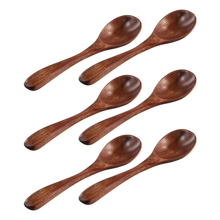 Set 6 linguri mici din lemn natural 13.5cm maro