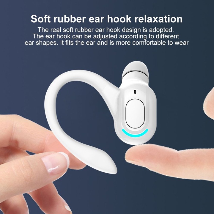 Fehér mono vezeték nélküli fülhallgató 6g Bluetooth 5.2 IPX4 15 óra üzemidő