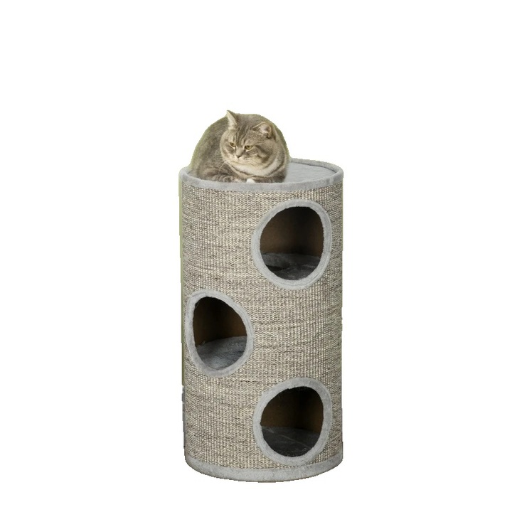Ansamblu de joaca pentru pisici, trei niveluri, sisal, plus, 38x70cm