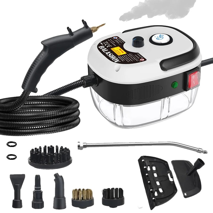 Aparat de curatat cu abur, 2500W, alb, 900ml, portabil