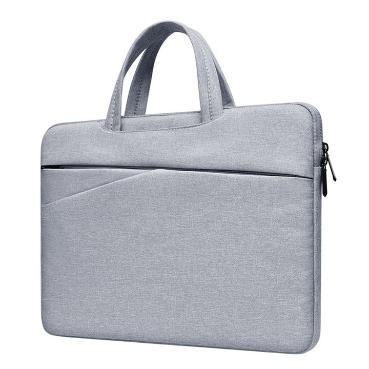 Laptop táska 14 hüvelykes, szürke, 28.5x2.5x38.5cm, vastag bélés, több zseb