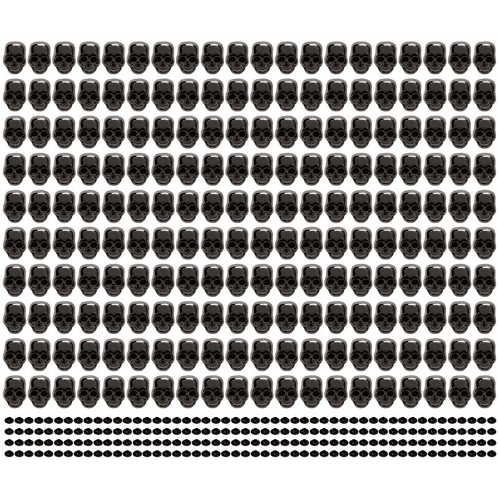 200 db koponya szegecs készlet, ezüst-fekete, 7x5mm, bőr és textil kiegészítők