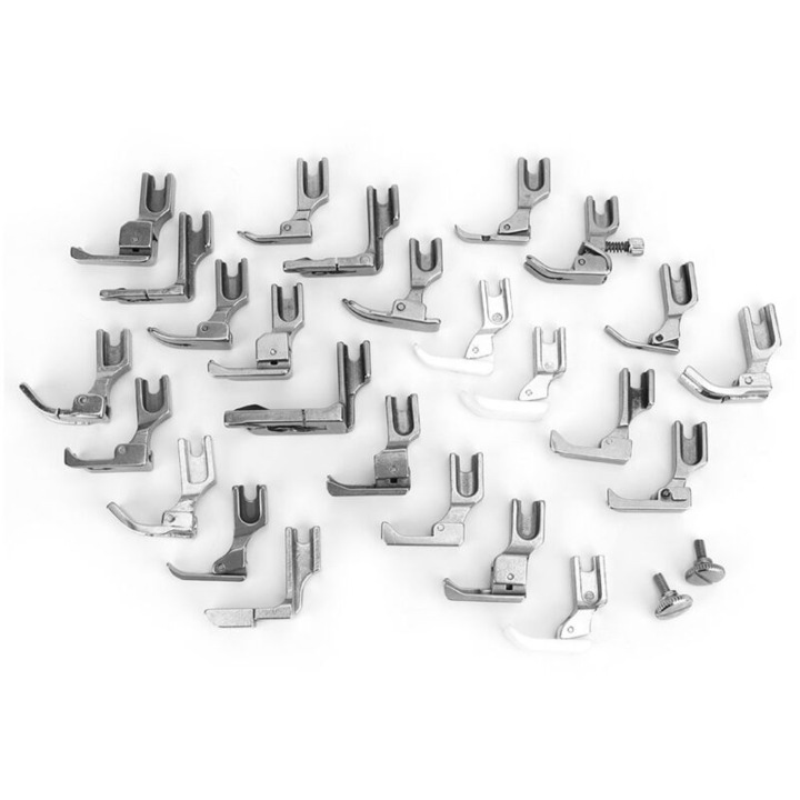 25 darabos varrógép talp készlet, különböző típusok, fehér, univerzális 32mm