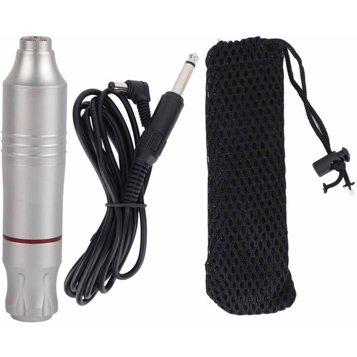 Stylo tatuaj rotativ, aluminiu, 12000 tr/min, cablu clip, reglabil