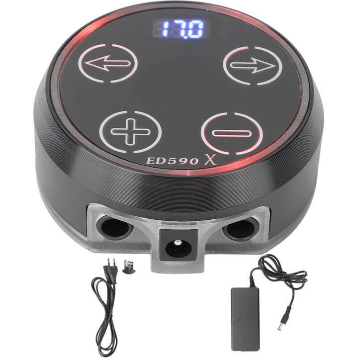Alimentare profesionala masina tatuaj, ecran LED color, reglaj 0-17V, memorie 6 setari, 110V-220V, EU, 4x anti-alunecare