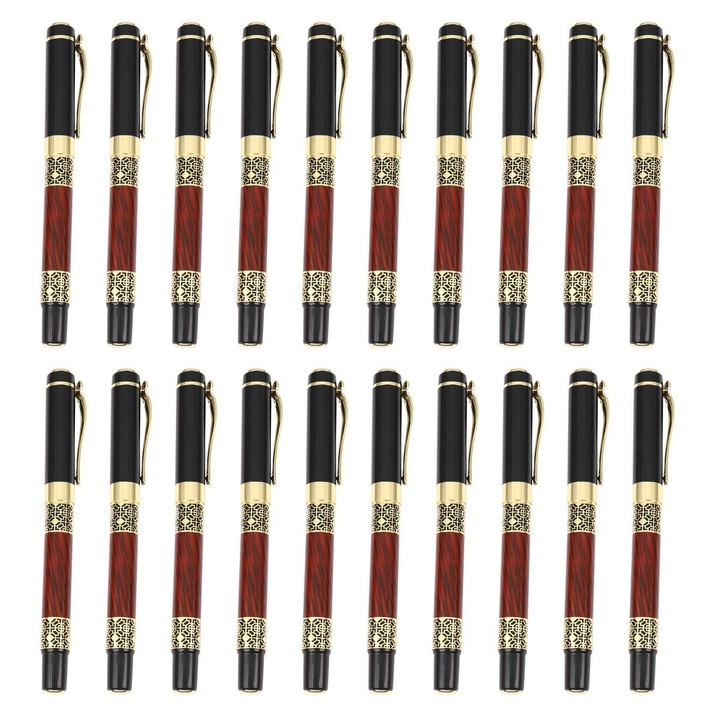Készlet 20 klasszikus kínai fém golyóstoll, arany színű, 0.5mm, 144x13mm