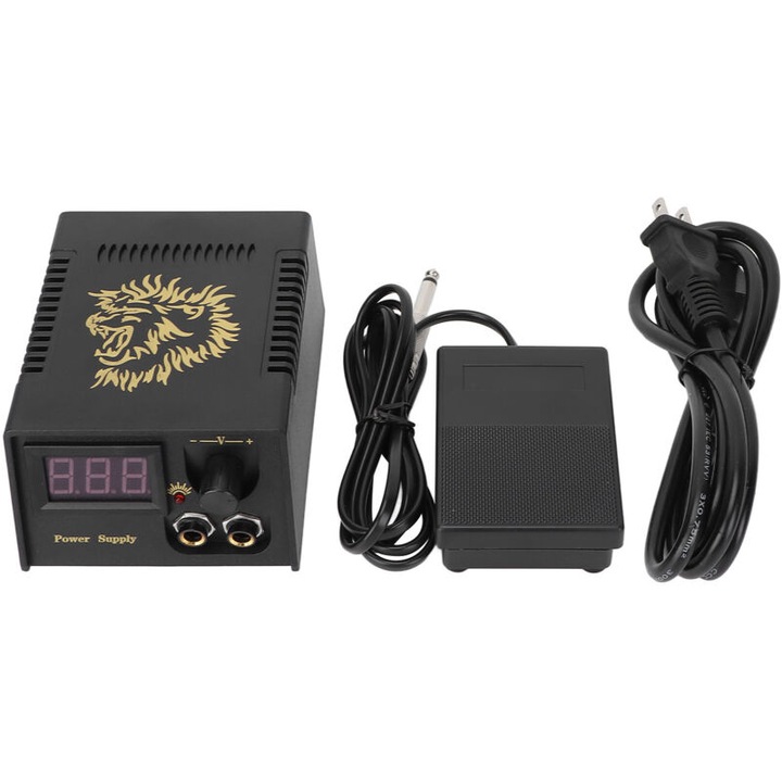 Alimentare pentru masina tatuaj cu pedala si afisaj LED, negru, 110V-220V