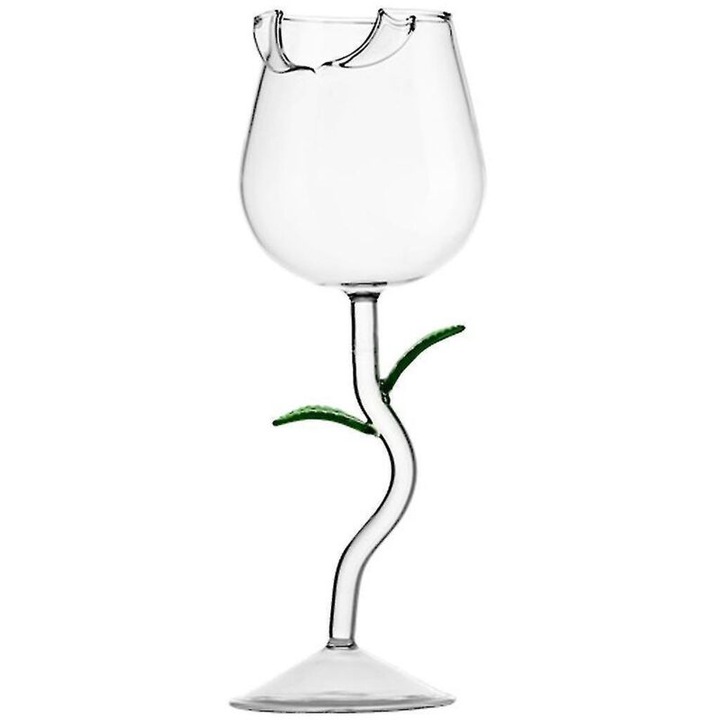 Rózsa alakú borospohár 150ml zöld 21x7cm