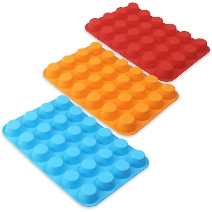 Szilikon muffin sütőforma szett, 3 db, 24 üreges, 33x22x2,5cm, kék
