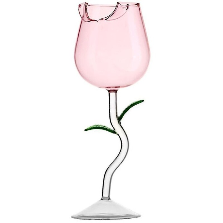 Borospohár, 150ml vagy 280ml, boroszilikát üveg, átlátszó/rózsaszín/zöld, 21x7cm vagy 28x8.3cm