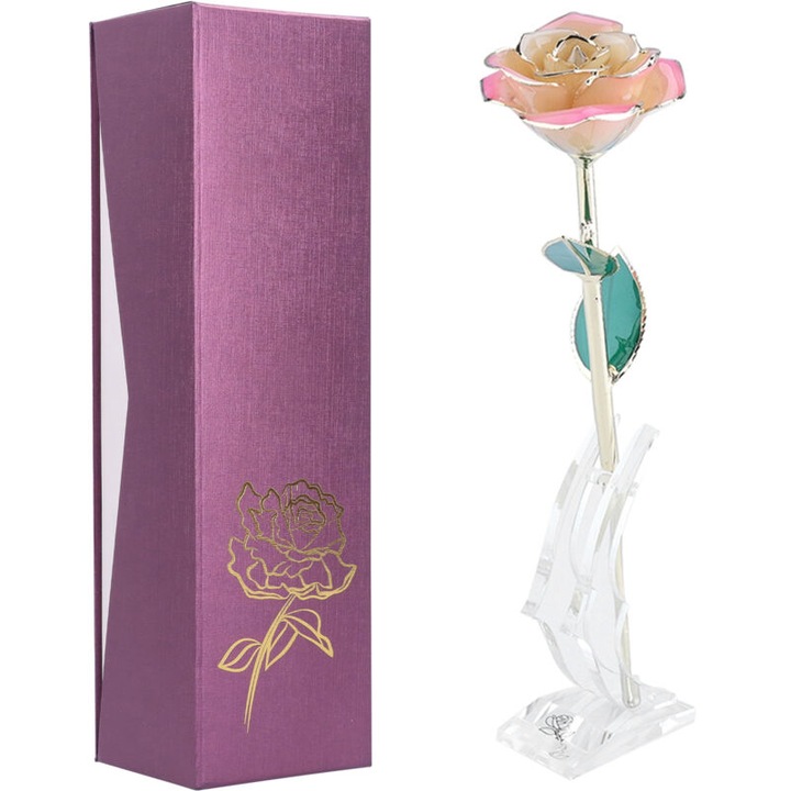 Rózsa gyanta 24K tartóval, fehér-zöld, 13.2oz