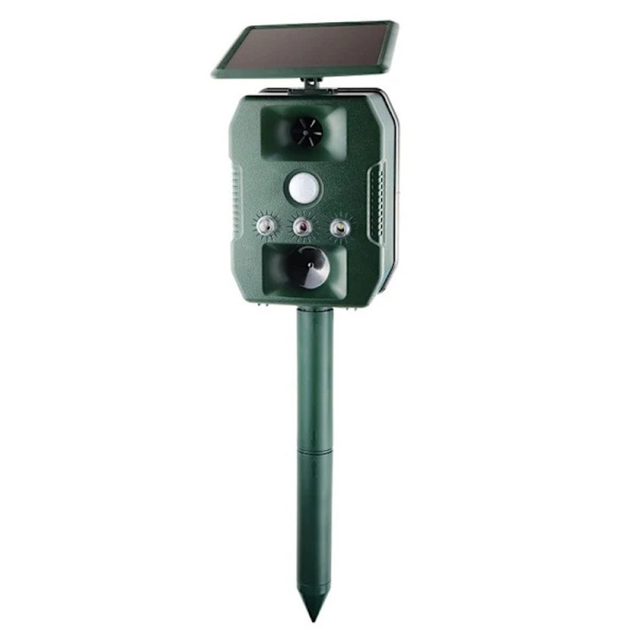 Sperietoare solara cu ultrasunete si senzor miscare 13x13x43cm verde iarba