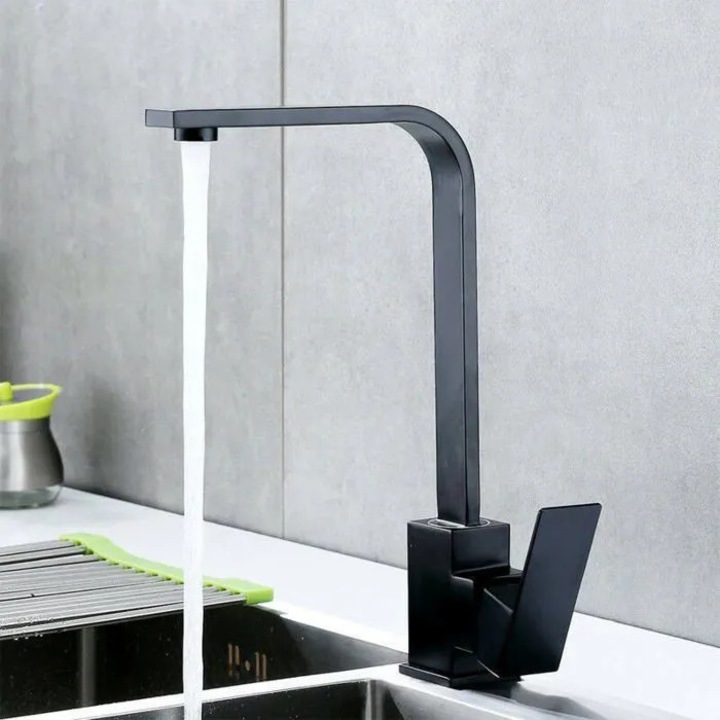 Robinet bucatarie, inox 304, rotativ 360, negru