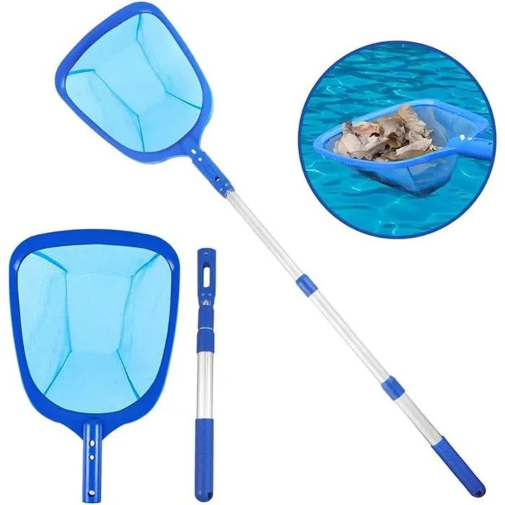 Set curatare piscina cu sita si maner telescopic, OME, aluminiu, ajustabil, 1 set