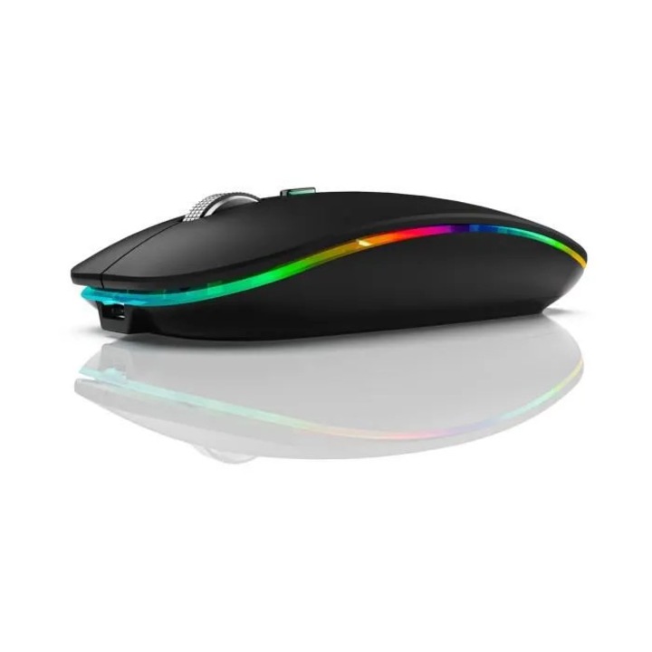 Vezeték nélküli egér, 2.4 GHz, fekete, USB, jiggle funkcióval
