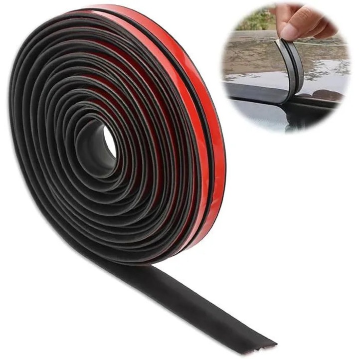 Banda etansare usa auto 4m, negru, cauciuc EPDM, universal, adeziv dublu fata