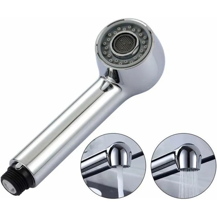 Konyhai csaptelep zuhanyfej, 2 féle vízsugár, ezüst, G1/2, ABS, 20mm