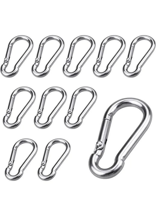 10 db rozsdamentes acél karabiner készlet 40x20x4mm kulcstartóhoz, hátizsákhoz, barkács kiegészítőkhöz