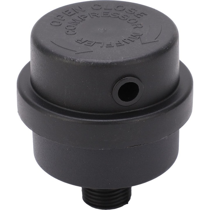 Amortizor filtru pentru compresor de aer G1/2, pentru compresoare fara ulei, reduce zgomot si blocheaza praf si umezeala, Negru, 1 buc