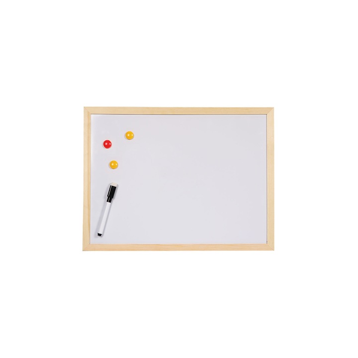 Бяла магнитна дъска Office 1, с дървена рамка, 40 x 60 cm