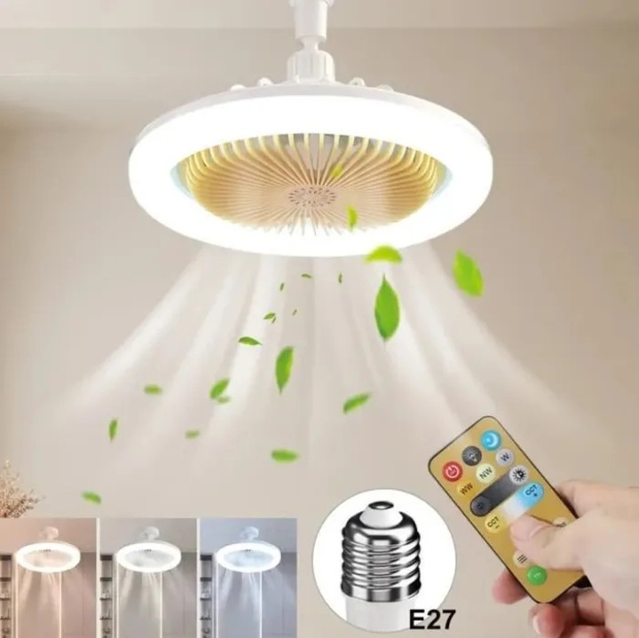LED mennyezeti ventilátor távirányítóval, 30W, fehér, 30x30cm