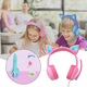 Casti PC OME copii roz pliabile cu microfon urechi de pisica stereo