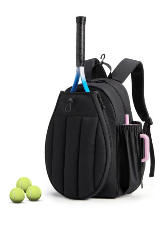 Könnyű nylon tenisz hátizsák cipőtartó rekesszel, fekete 31.5x45x13.5cm