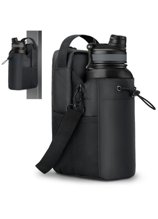 Fekete mágneses sporttáska palacktartóval és több rekesszel 20oz-40oz
