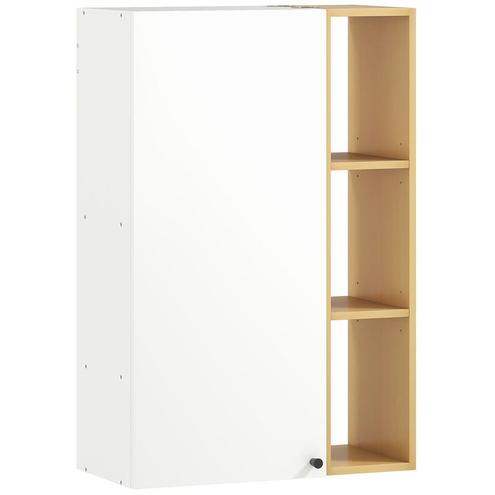 Dulap de perete, HOMCOM, PAL, 59.5cm x 30cm x 90cm, Alb, Lemn Natural