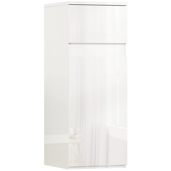 Dulap de perete, HOMCOM, MDF, sticla temperata, 30cm x 34cm x 79.4cm, Alb lucios