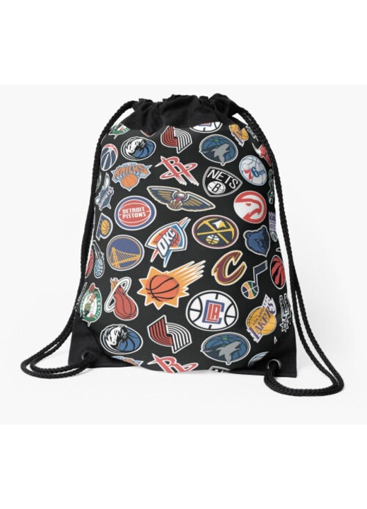 Fekete sport hátizsák 42x36cm többszínű zsinórral