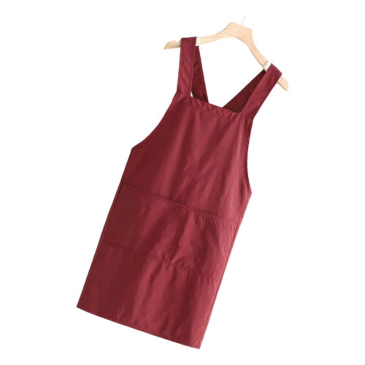 Водоустойчива кухненска престилка, кръстосани презрамки, червена, 88x63см