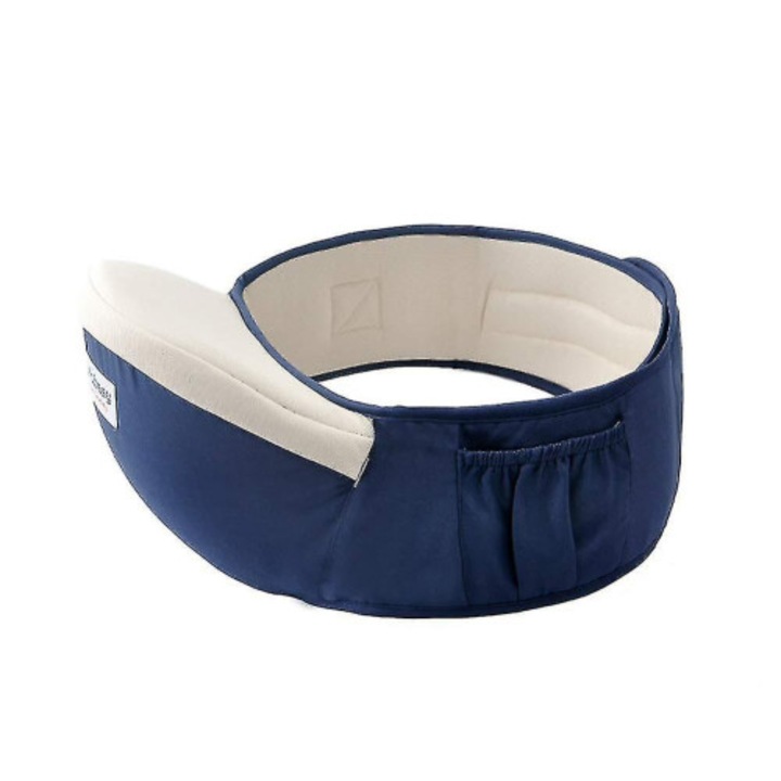 Marsupiu bebe albastru ergonomic cu buzunar lateral 0-36 luni