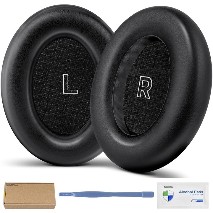 2 db szivacs készlet Bose QuietComfort Ultra Gen 2 / Gen 1 fejhallgatóhoz, Over-Ear, Fekete, Memóriahab, Műbőr
