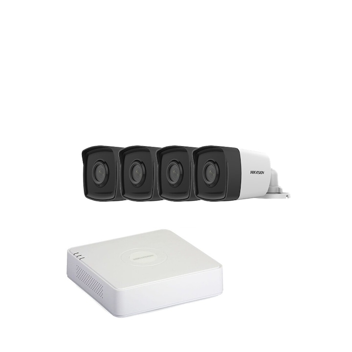 Set Supraveghere Video, 8 Canale NVR, 2 Camere Dome Antivandal, 4MP, Infrarosu, IP66, Acces Remote, Multicolor