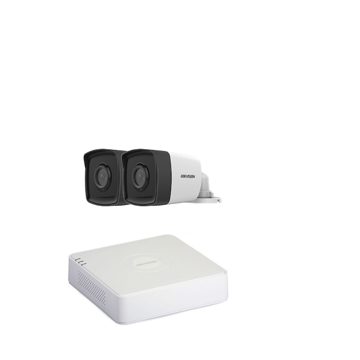 Kit supraveghere video Hikvision 2 camere TurboHD 1MP, DVR 4