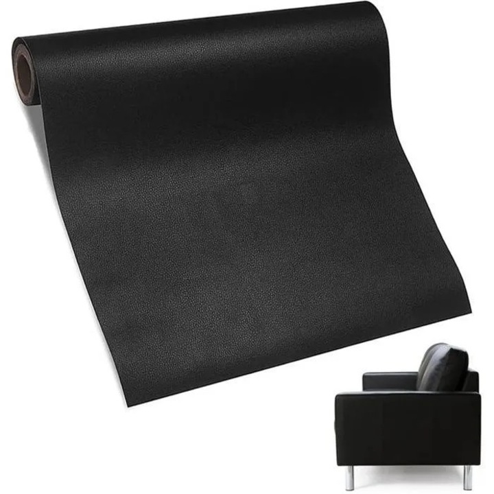 Patch reparare piele, 50x137cm, negru, autocolant