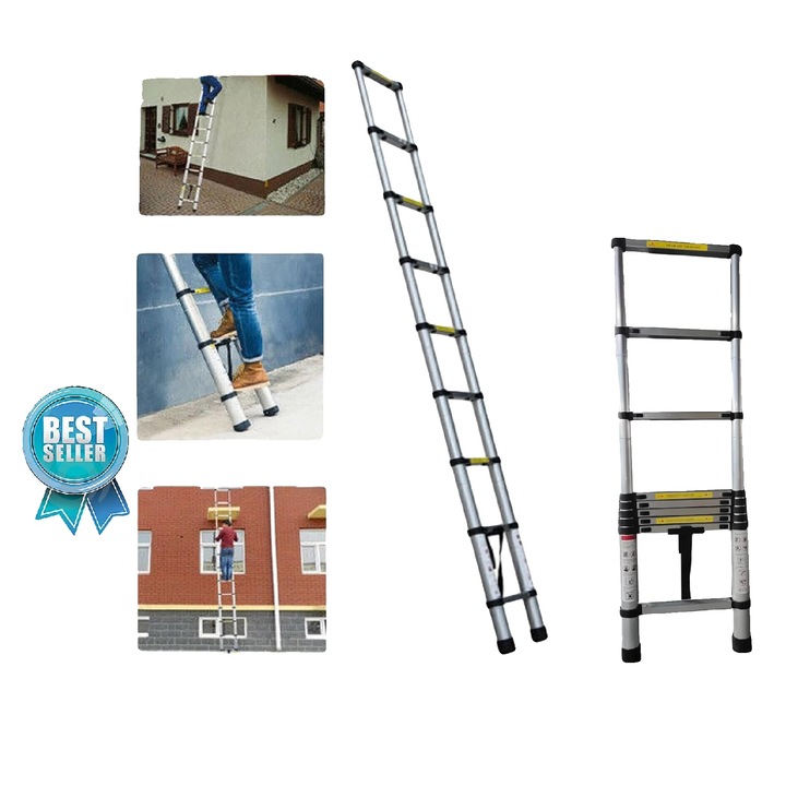 Scara telescopica 2.6m aluminiu stabila si sigura, capacitate 150kg