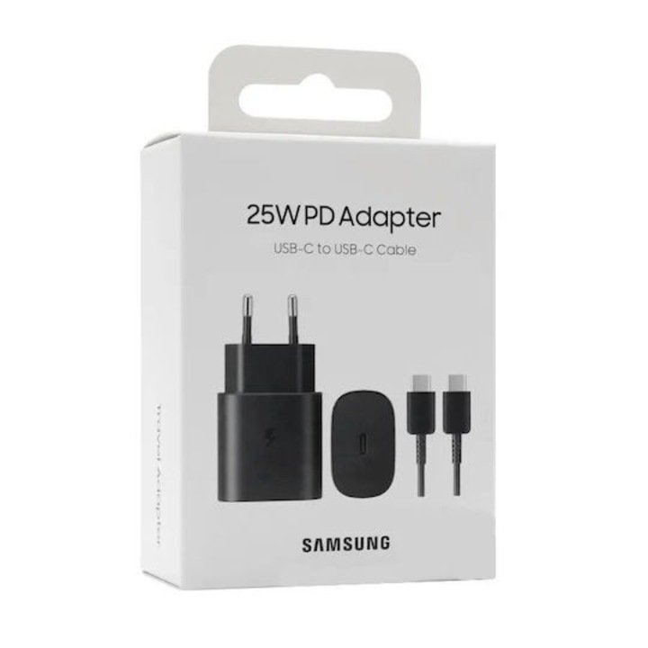 Incarcator Original Samsung cu Cablu EP-TA800XBEGWW 25W USB-C Power Delivery (PD) Negru