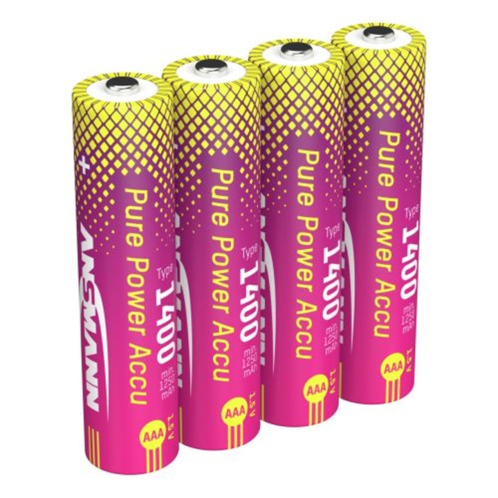 Set 4 acumulator Ansmann Pure Power Li-Ion AAA / HR03 tip 1400 mAh