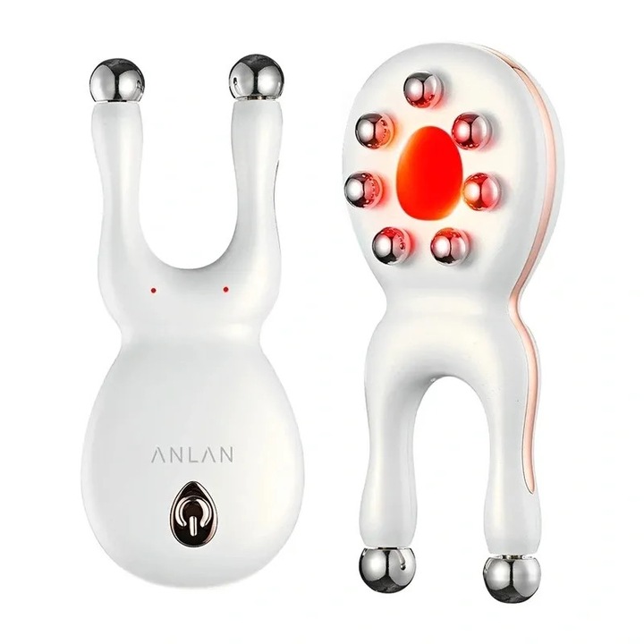 Aparat de Masaj Facial si Contur Ochi ANLAN 01-AMFY52-02A, EMS, Radiofrecventa RF, Terapie LED, Incalzire 42°C, Reintinerire